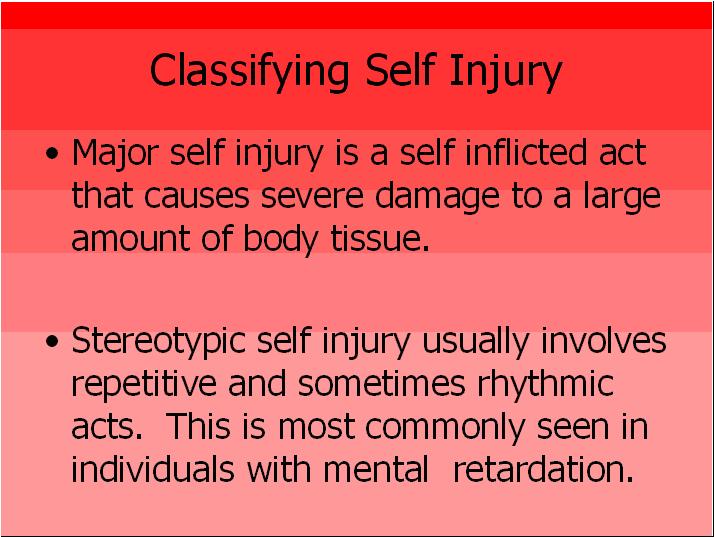 Classifying Self Injury cutters CEUs